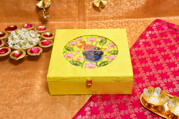 Shree Nath Ji-Themed Yellow Hamper Box - Perfect for Wedding Favors, Janmashtami Celebrations, and Return Gifts - Divine Elegance in Every Detail