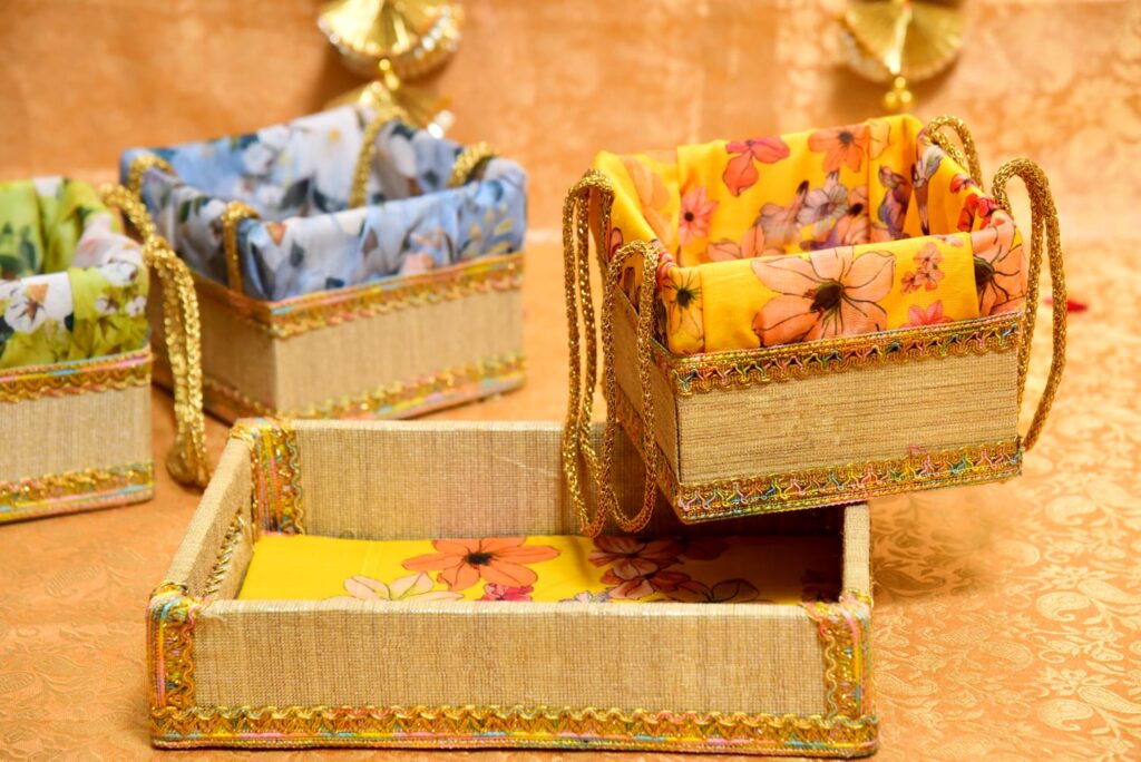 Jute Tray and Basket Hamper Set (Yellow) - CraftMansion