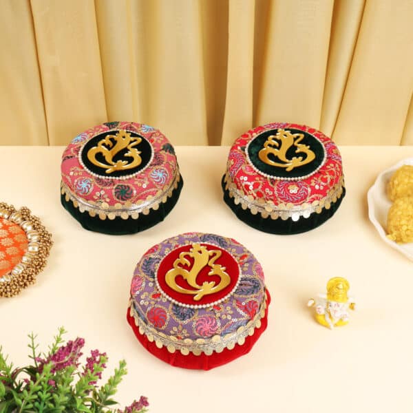 Luxury Velvet Ganesha Ladoo Boxes