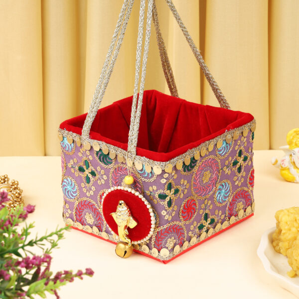 Elegant Velvet Ganesha Basket - Image 3