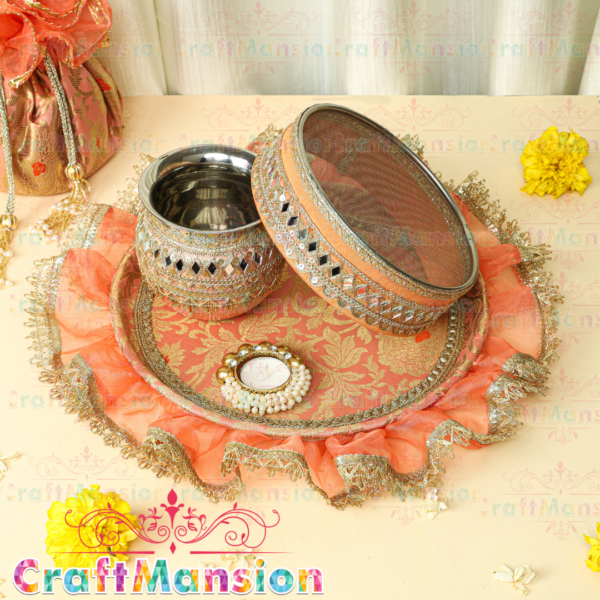 Karwa Chauth Thali Set - KS008(Peach)