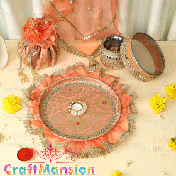 Karwa Chauth Thali Set - KS008(Peach) - Image 2