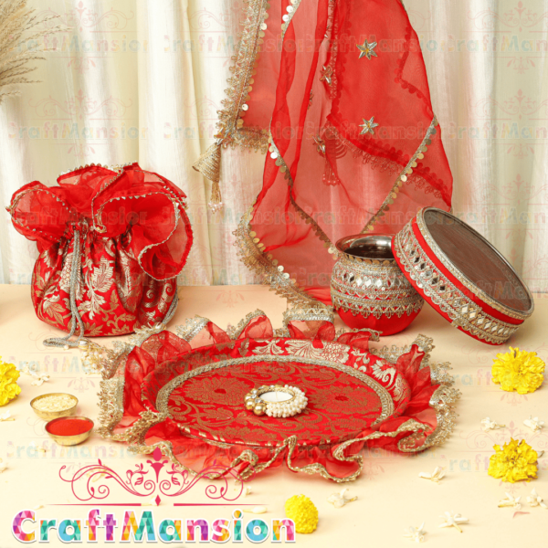 Karwa Chauth Thali Set - KS008(Red) - Image 5