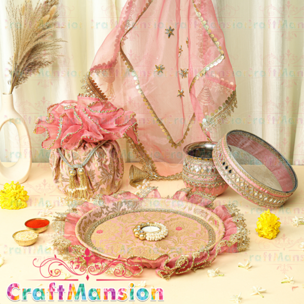 Karwa Chauth Thali Set - KS008(Pink) - Image 4