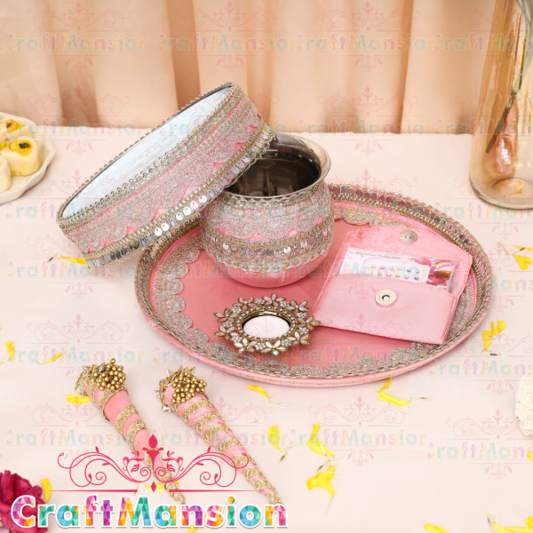 Karwa Chauth Thali Set - KS005(Pink) - Image 2