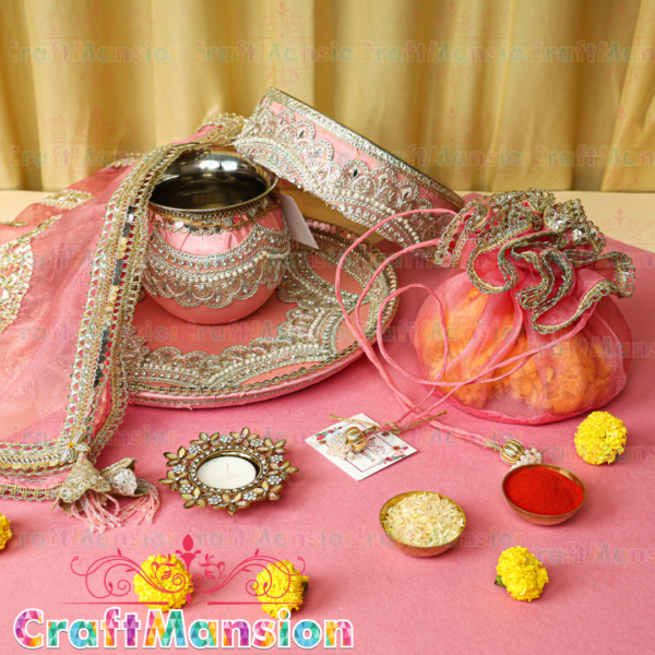 Karwa Chauth Thali Set - KS006(Pink) - Image 4