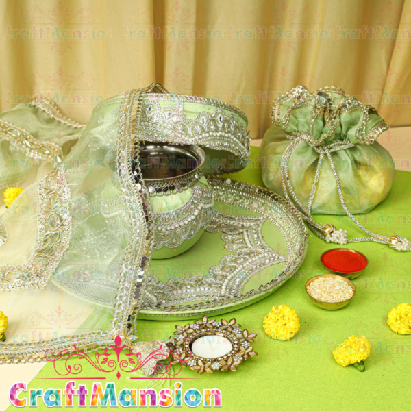 Karwa Chauth Thali Set - KS006(Green) - Image 4