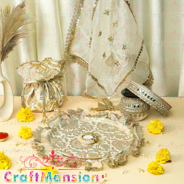 Karwa Chauth Thali Set - KS008(Ivory) - Image 3