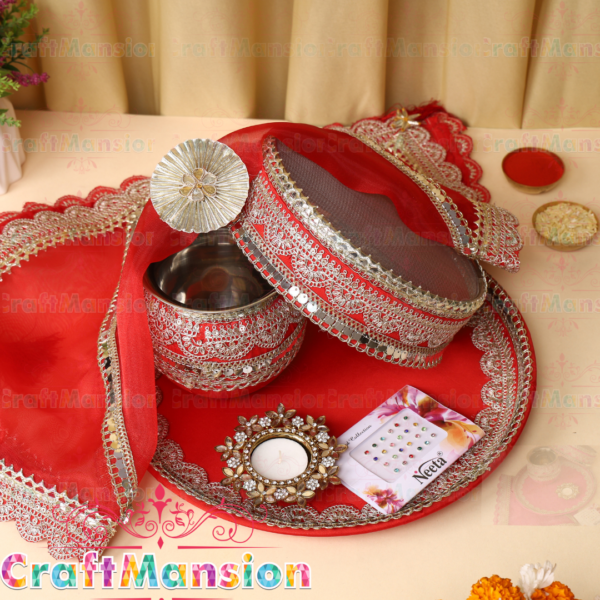 Karwa Chauth Thali Set - KS005(Red) - Image 3