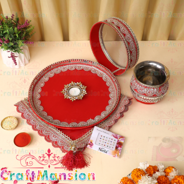 Karwa Chauth Thali Set - KS005(Red)