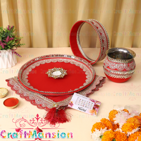 Karwa Chauth Thali Set - KS005(Red) - Image 2