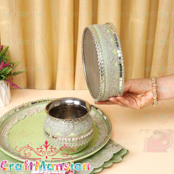 Karwa Chauth Thali Set - KS005(Green) - Image 4