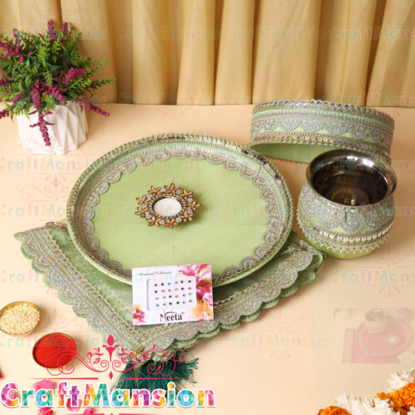 Karwa Chauth Thali Set - KS005(Green) - Image 3