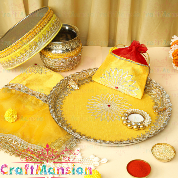 Karwa Chauth Thali Set - KS001(Yellow)