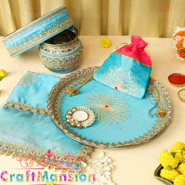 Karwa Chauth Thali Set - KS001(Blue) - Image 2