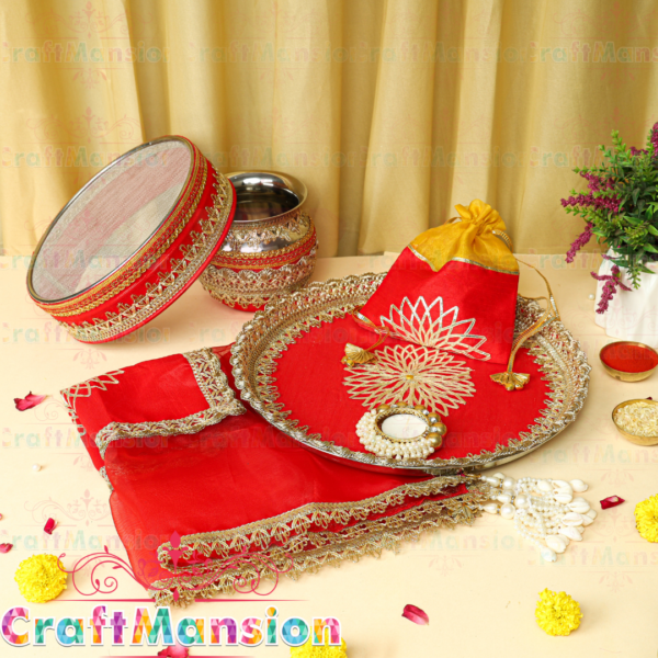 Karwa Chauth Thali Set - KS001(Red)