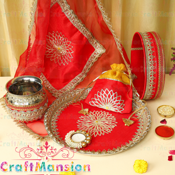 Karwa Chauth Thali Set - KS001(Red) - Image 3