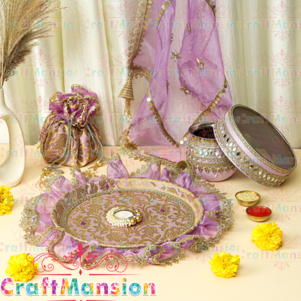 Karwa Chauth Thali Set - KS008(Purple) - Image 2