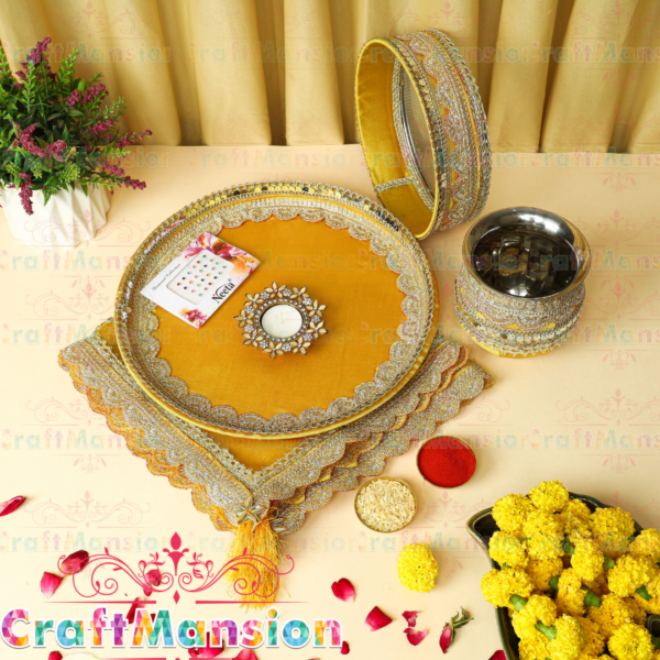 Karwa Chauth Thali Set - KS005(Yellow) - Image 3