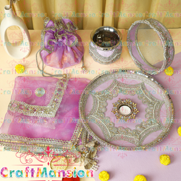 Karwa Chauth Thali Set - KS006(Purple) - Image 4