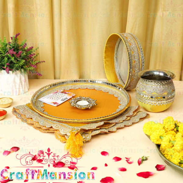 Karwa Chauth Thali Set - KS005(Yellow) - Image 4