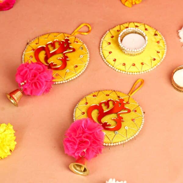 Ganesha Hanging Set with T-Light (Yellow)